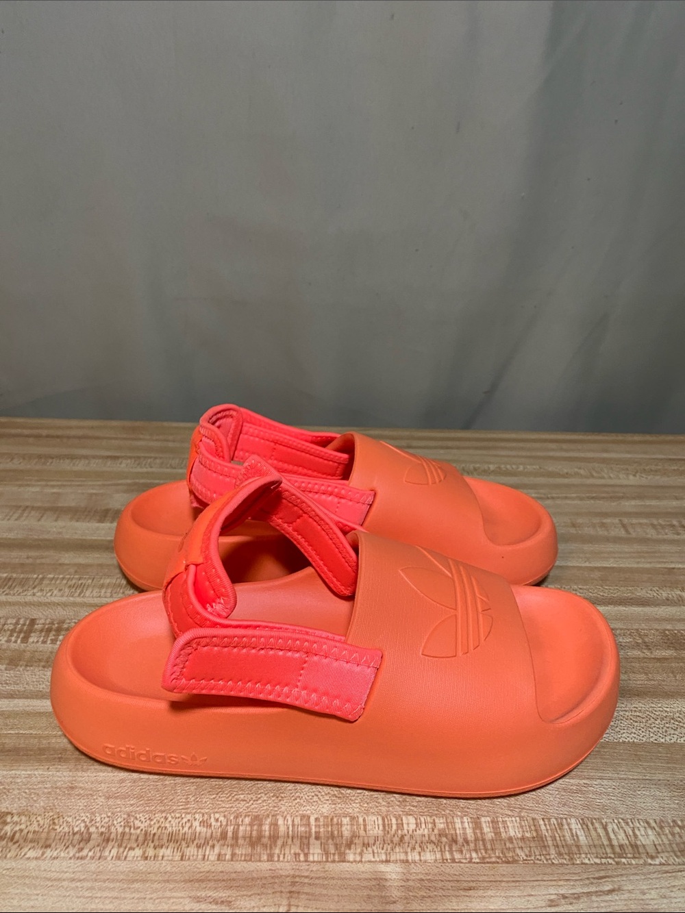Adidas Adilette Orange Slip-On Sandals with Adjustable Strap Size 5